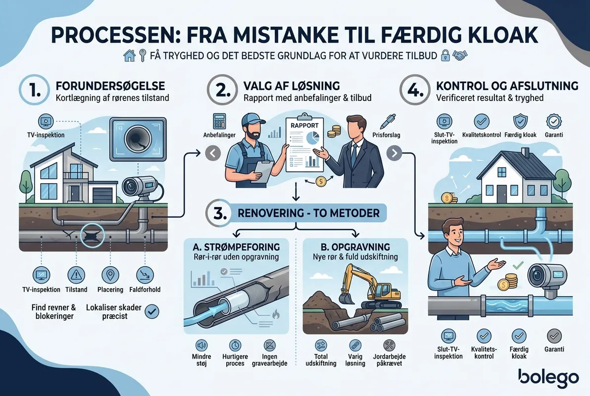 Processen: Fra mistanke til færdig kloak